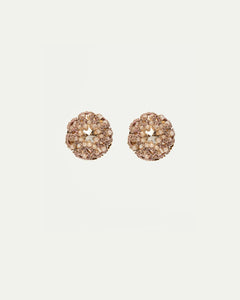 SADIE EARRINGS in Silk, Gold, Crystal color Gold front view with elegant and refined design