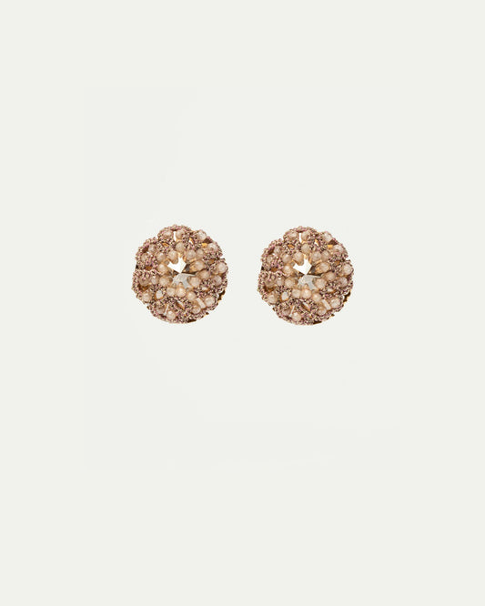 SADIE EARRINGS in Silk, Gold, Crystal color Gold front view with elegant and refined design