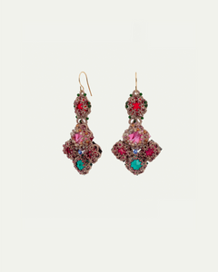 SCARLETT EARRINGS in Silk, Gold, Silver angle view with superior finishes and refined design