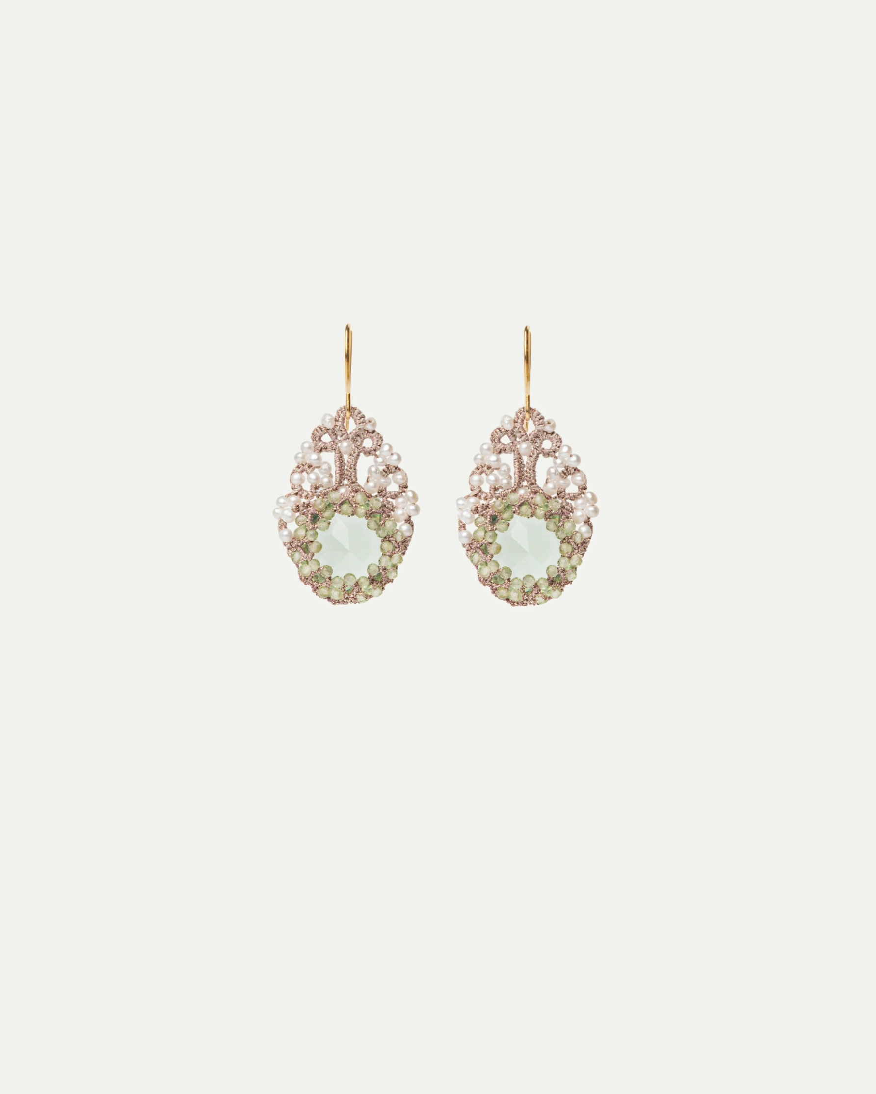 SISSI EARRINGS in Gold, Silver, Pearls color White front view with elegant and refined design