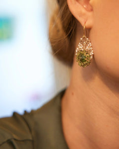 SISSI EARRINGS in Gold, Silver, Pearls color White side view with decorative details and quality finishes