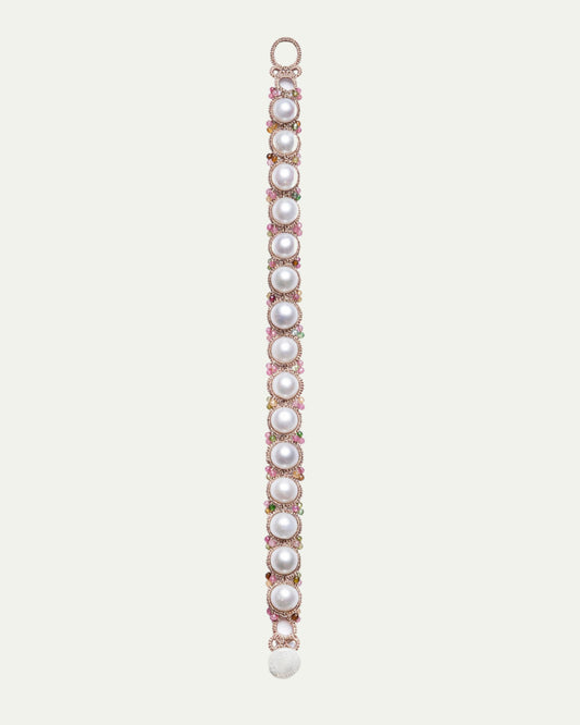 SOLO BRACELET in Silk, Pearl, Pearls color White side view with decorative details and quality finishes