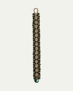 TANYA BRACELET in Silk, Pearl, Garnet color Green front view with elegant and refined design