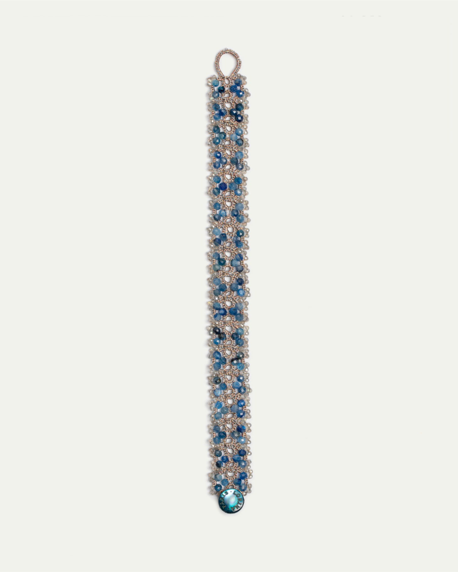 TANYA BRACELET in Silk, Pearl, Kyanite color Blue front view with elegant and refined design