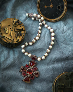 TIFFANY NECKLACE in Silk, Pearl, Pearls color Red close-up view with premium look and attention to detail