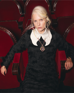 Colier SYDNEY PENDANT cu cristale, turmaline, safir multicolor, culoare roz, fir metalizat, matase și perle.