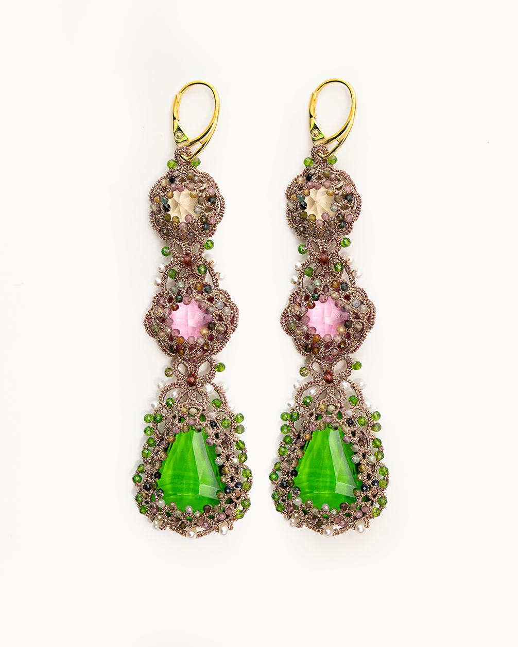 Lorina Balteanu Pietra Earrings 05 - Green & Pink Earrings